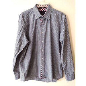 UG Purple Label Button Up Dress Shirt Large Red White Blue Checked Patriotic USA